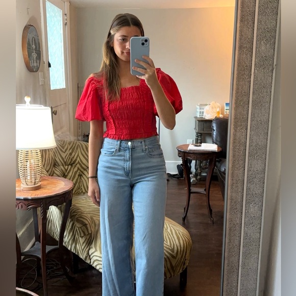 Endless Rose red puff sleeve top - Picture 1 of 3